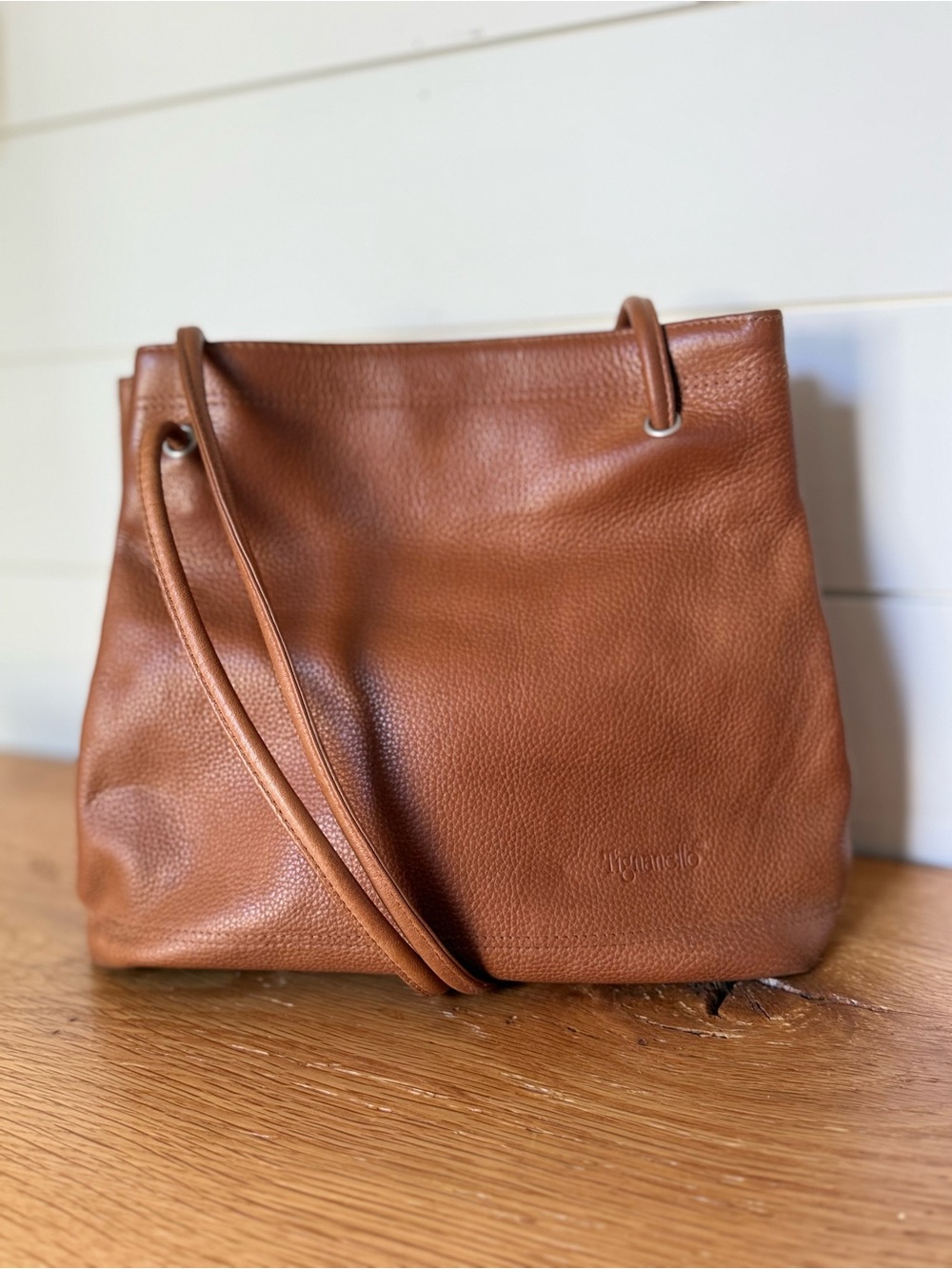 Gorgeous Tignanello 100% Genuine Pebbled Cognac/Whiskey Leather Shoulder Bag